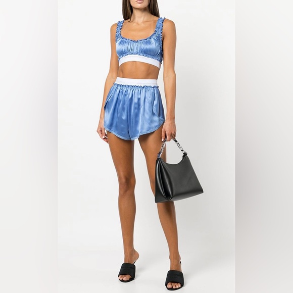 Alexander Wang Ruched Logo Waistline Silk Bra Crop top Bralette XS - Picture 1 of 17